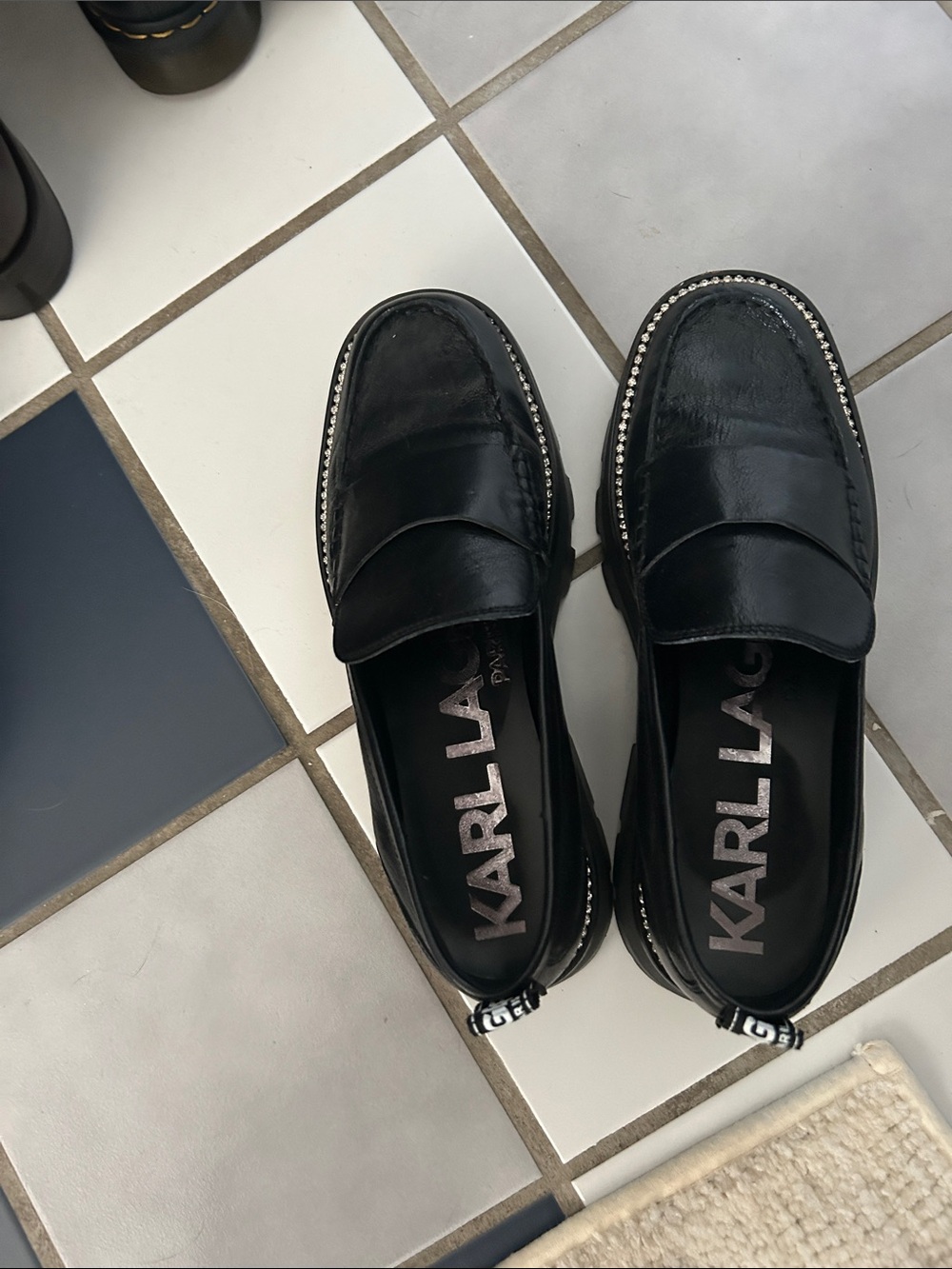 Karl Lagerfeld Black Platform Loafers
